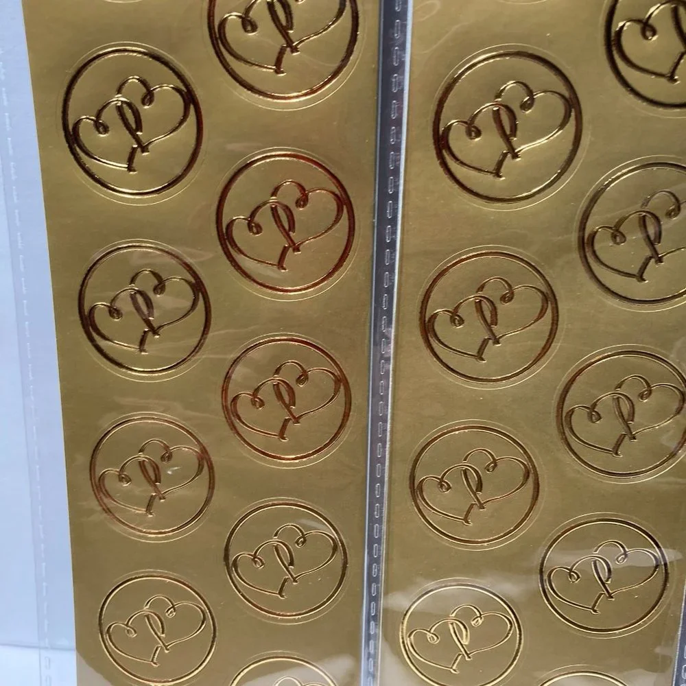 Double Heart Seals Gold Stickers for Cards Crafts